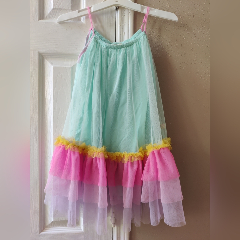 Billieblush Girls Rainbow Multicolor Summer Ruffle Tulle Dress 6 NWOT 🌈